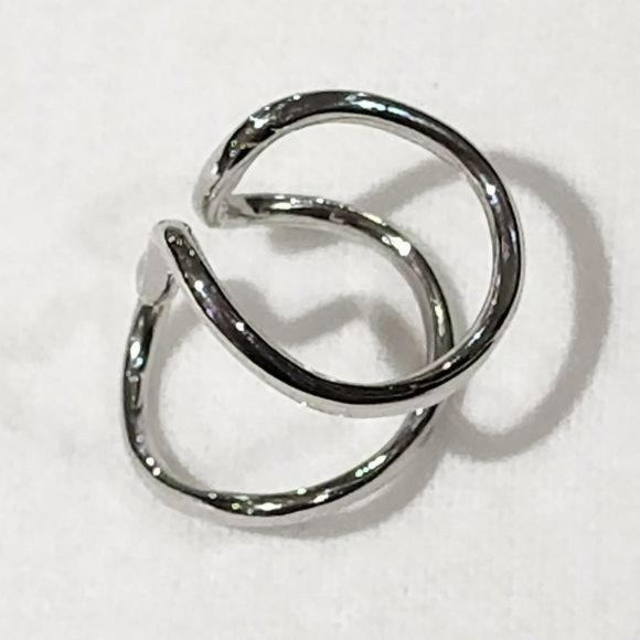Womens Set of Two Silver‎ And Gold Irregular line Open Rings Adjustable - Picture 7 of 10